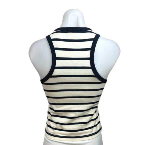 Frame White Black Striped Knit Sleeveless Racerback Pullover Crop Tank Top XS - Picture 2 of 4